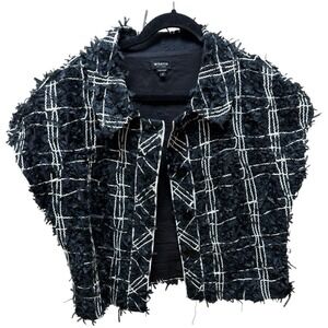 WORTH New York Black & White Tweed jacket. Short Sleeves. Womens. Sz 16